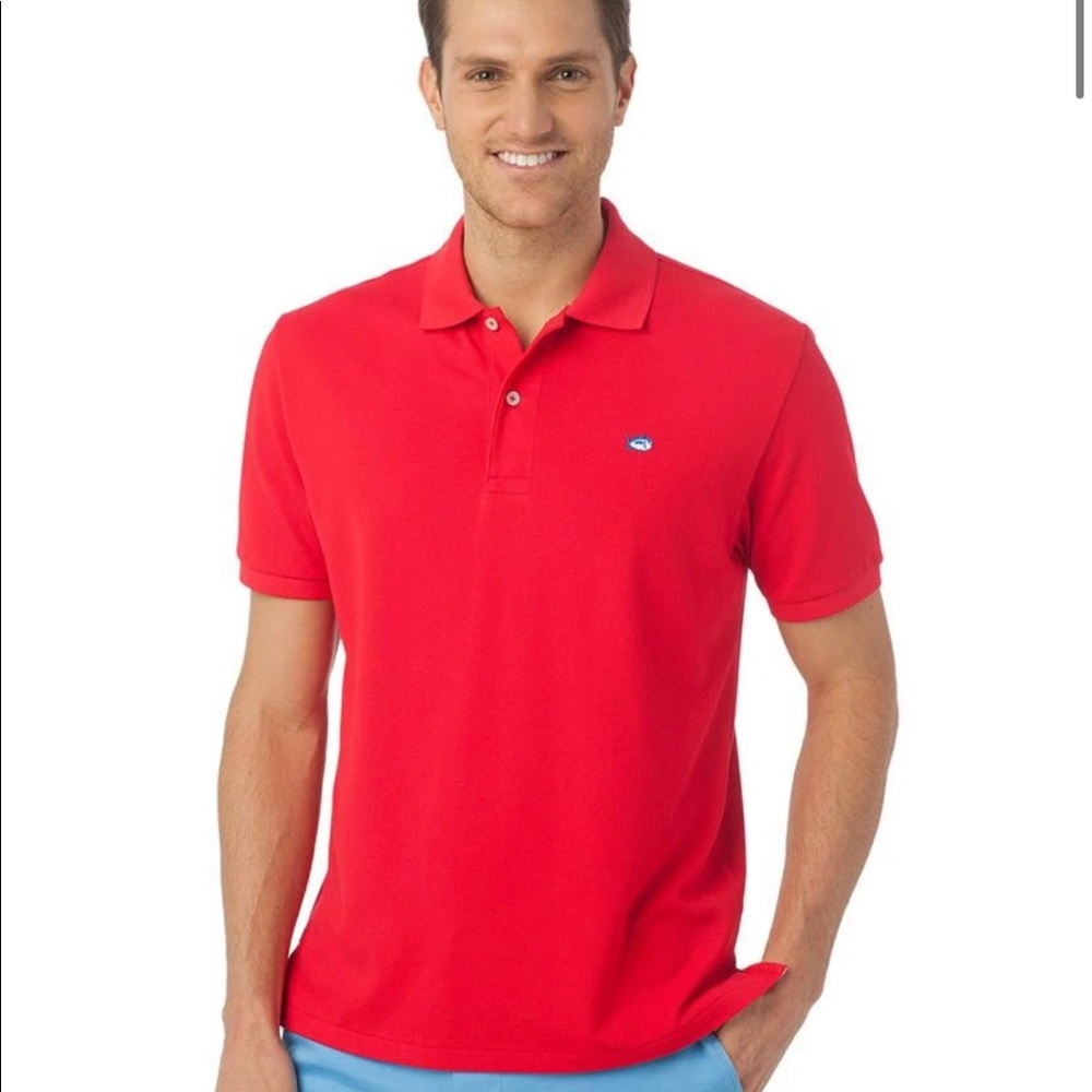 Red Southern Tide Skipjack Polo